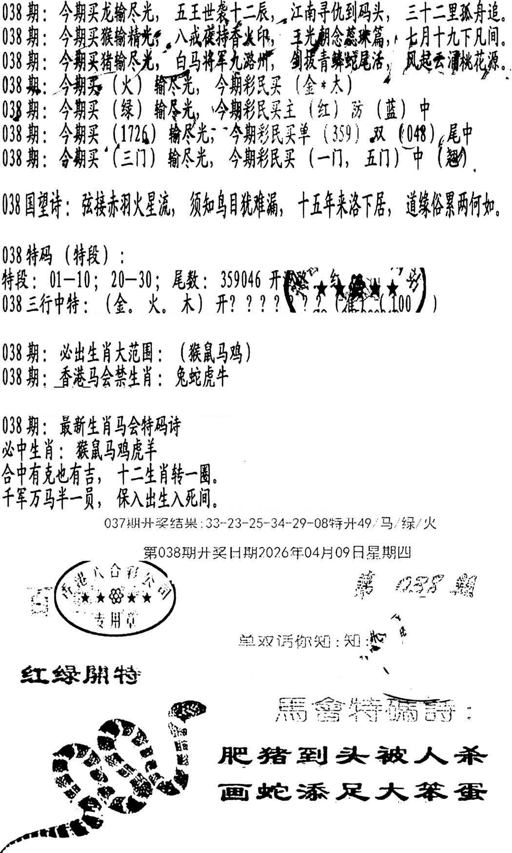 038期蛇报B[图]